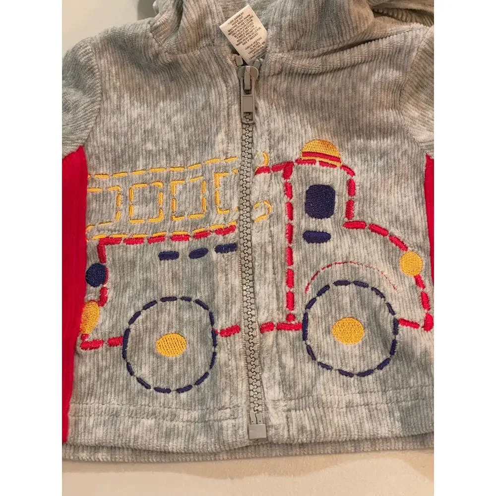 Little Me     Boy's Firetruck fireman zip hoodie 3months